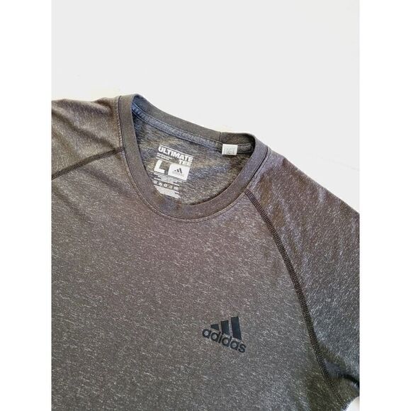 Adidas Ultimate Tee Shirt Mens Sz Large Gray Short Sleeve Polyester Athletic - Picture 2 of 7